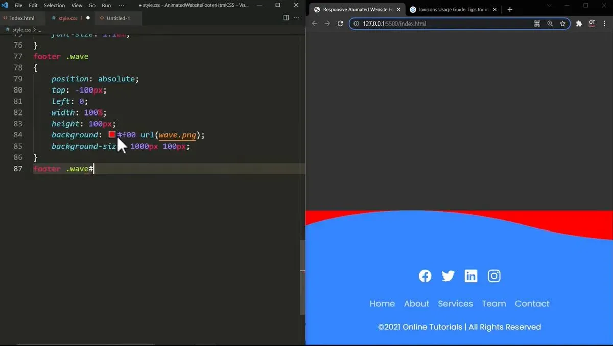 footer sito web